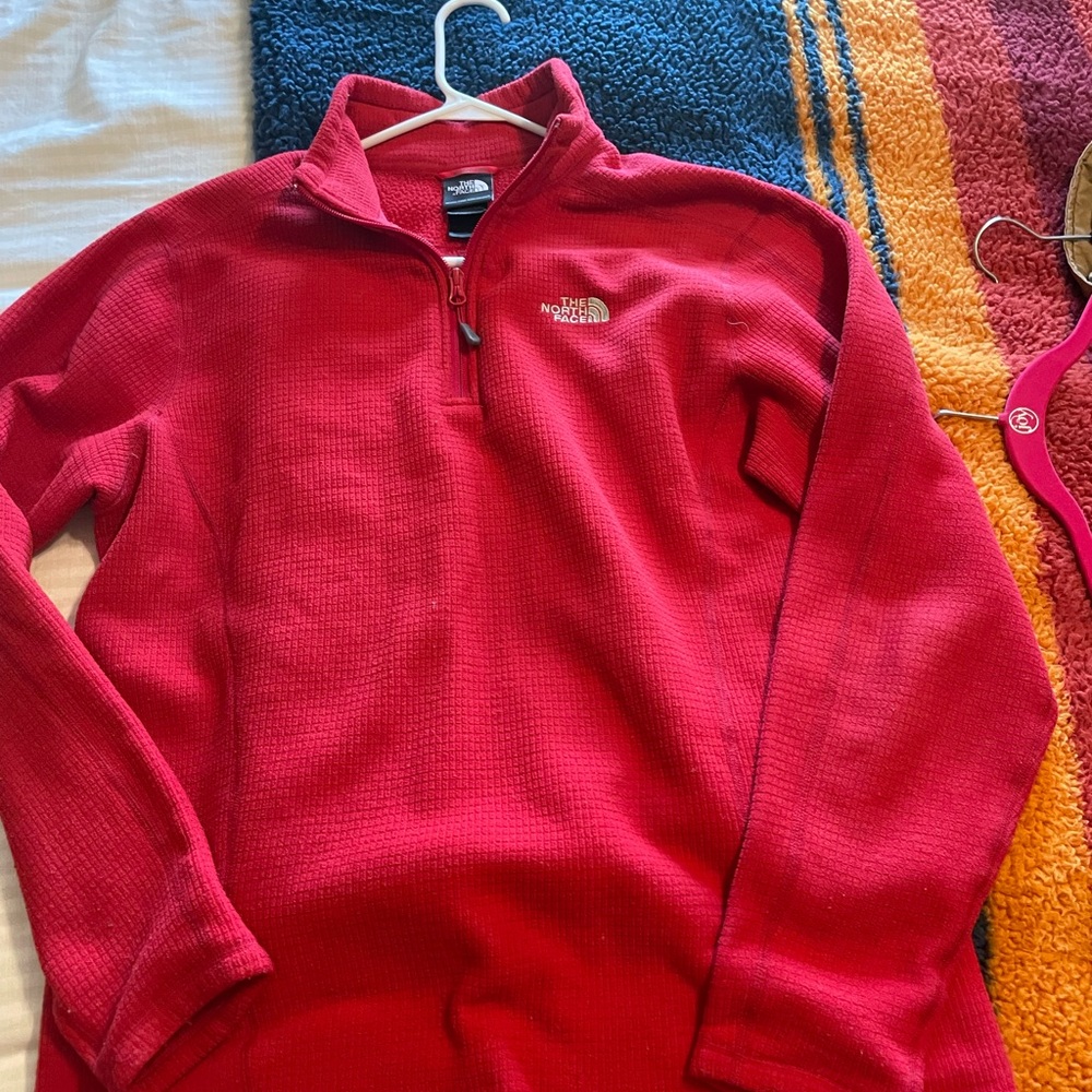 The North Face red 1/4 zip fleece